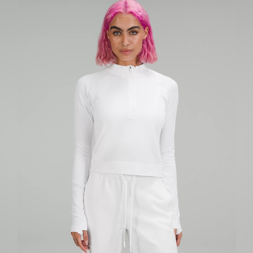 Lululemon White Rest Less Half Zip